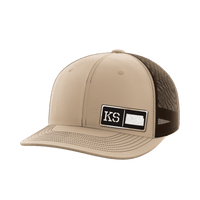 Thumbnail for Kansas Homegrown Hats Hat Greater Half Khaki/Coffee Black Leatherette Kansas