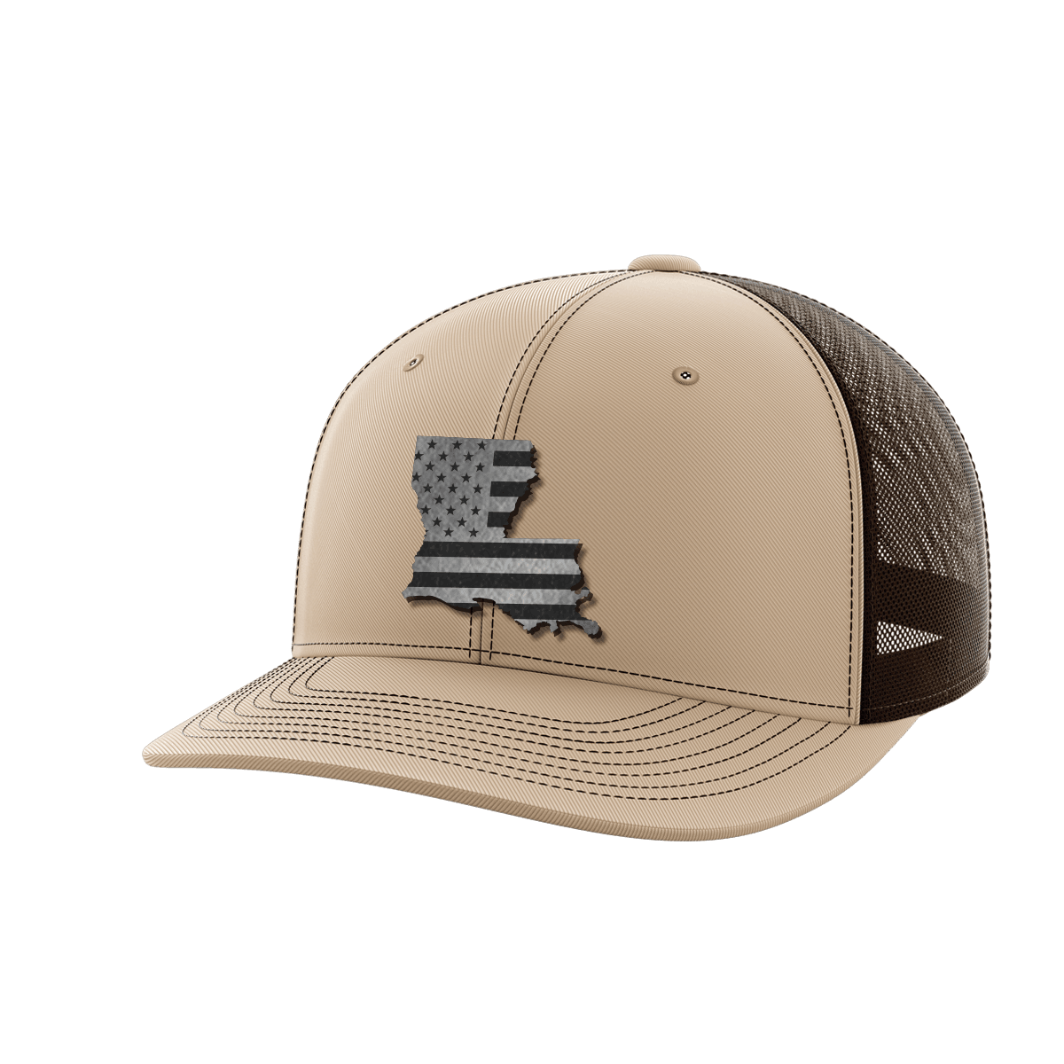 Louisiana United Hats Hat Greater Half Khaki/Coffee Black Leatherette Louisiana