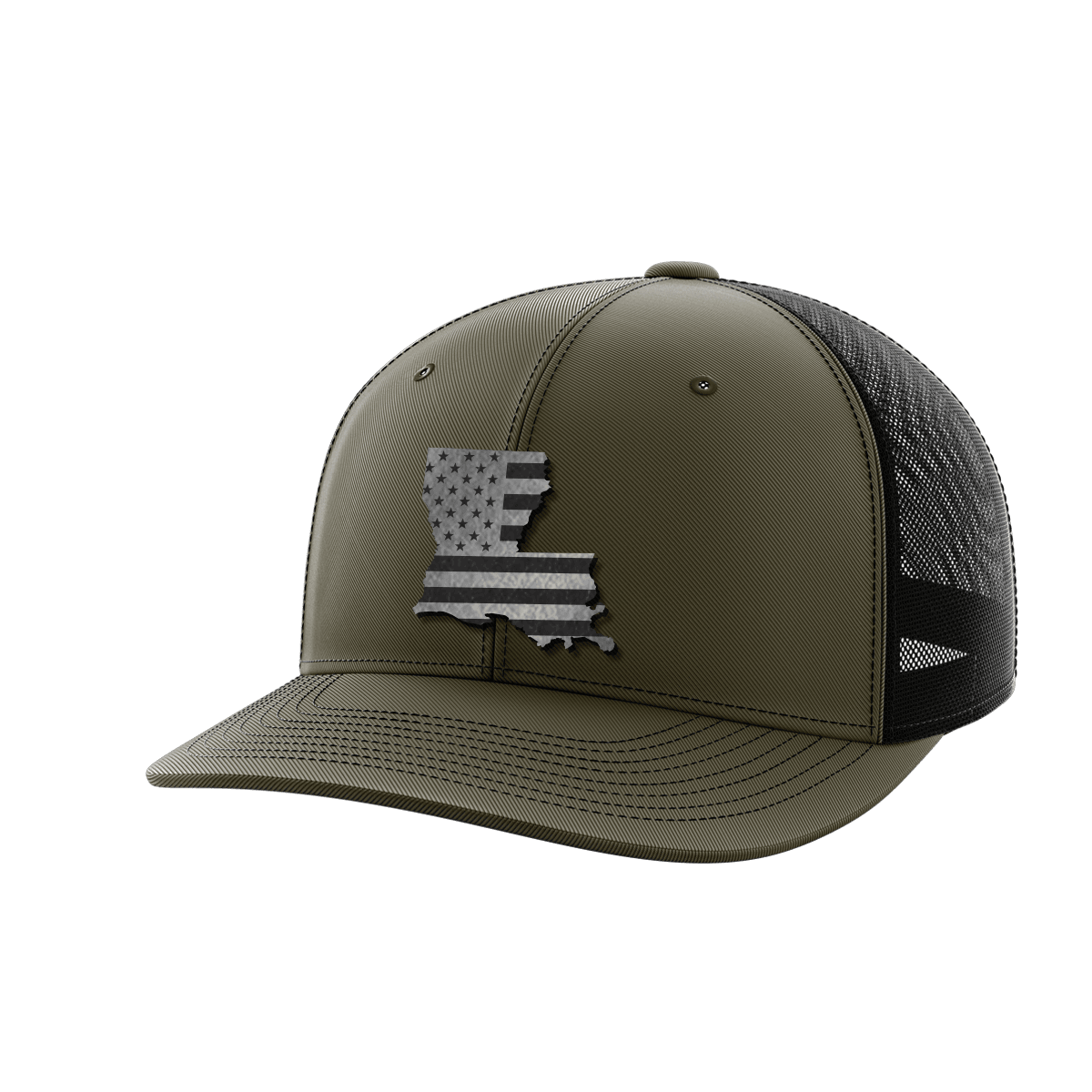 Louisiana United Hats Hat Greater Half OD Green/Black Black Leatherette Louisiana