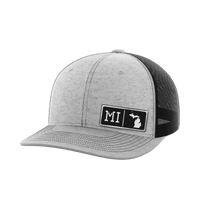 Thumbnail for Michigan Homegrown Hats Hat Greater Half Heather Grey/Black Black Leatherette Michigan