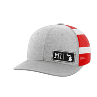 Thumbnail for Michigan Homegrown Hats Hat Greater Half Heather Grey/Flag Black Leatherette Michigan