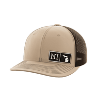 Thumbnail for Michigan Homegrown Hats Hat Greater Half Khaki/Coffee Black Leatherette Michigan