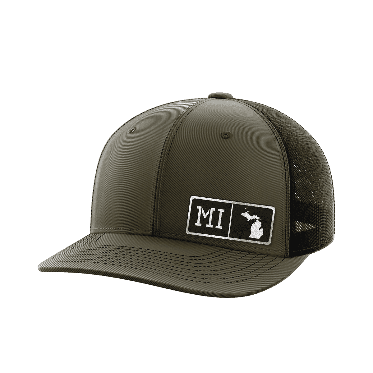 Michigan Homegrown Hats Hat Greater Half OD Green/Black Black Leatherette Michigan