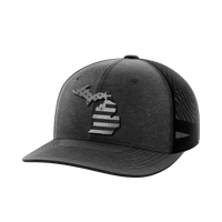 Thumbnail for Michigan United Hats Hat Greater Half Heather Black/Black Black Leatherette Michigan