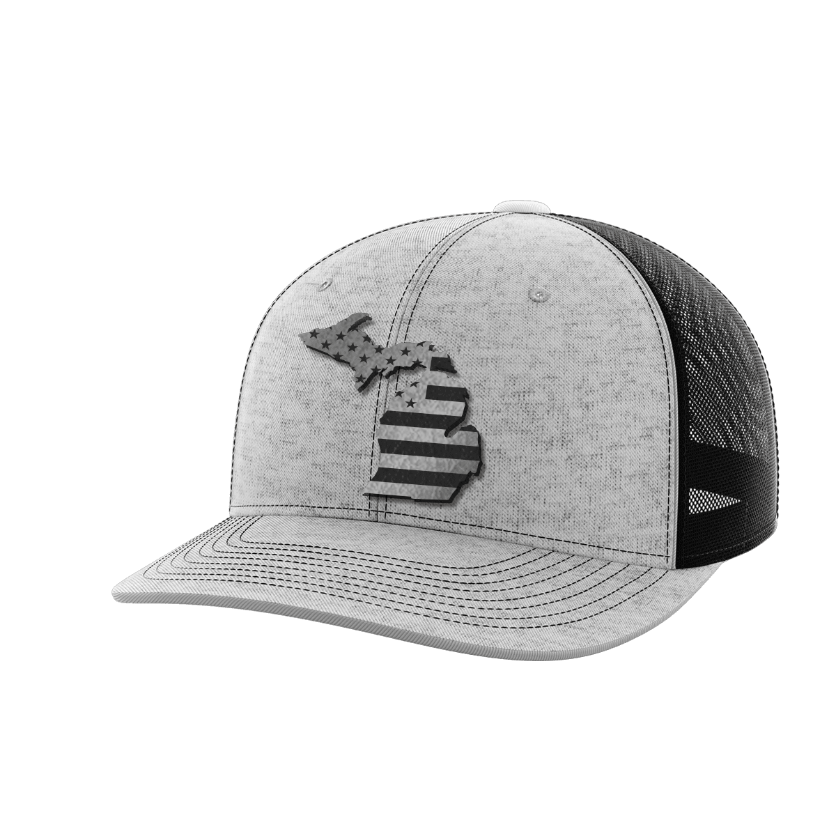 Michigan United Hats Hat Greater Half Heather Grey/Black Black Leatherette Michigan