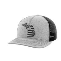 Thumbnail for Michigan United Hats Hat Greater Half Heather Grey/Black Black Leatherette Michigan