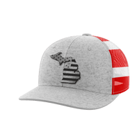 Thumbnail for Michigan United Hats Hat Greater Half Heather Grey/Flag Black Leatherette Michigan