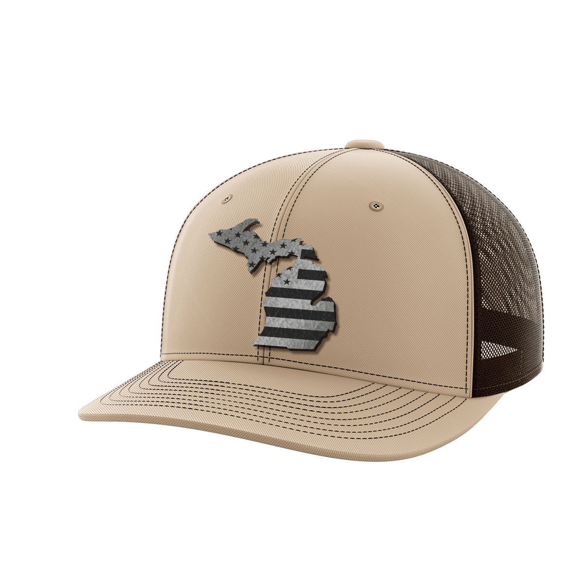 Michigan United Hats Hat Greater Half Khaki/Coffee Black Leatherette Michigan