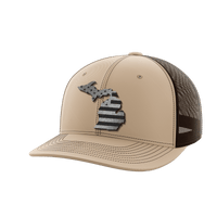 Thumbnail for Michigan United Hats Hat Greater Half Khaki/Coffee Black Leatherette Michigan
