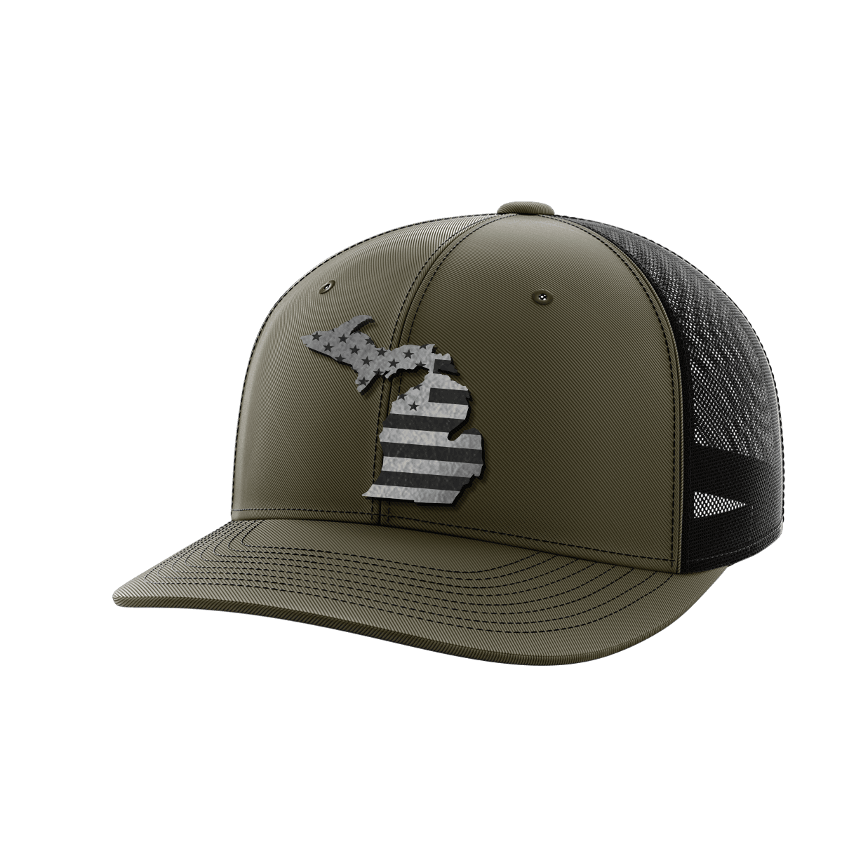 Michigan United Hats Hat Greater Half OD Green/Black Black Leatherette Michigan