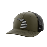 Thumbnail for Michigan United Hats Hat Greater Half OD Green/Black Black Leatherette Michigan