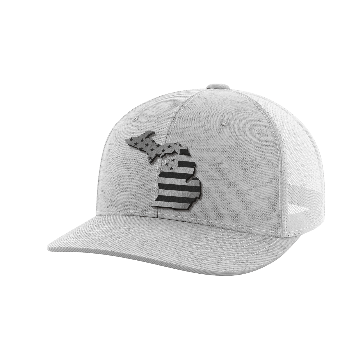 Michigan United Hats Hat Greater Half Heather Grey/White Black Leatherette Michigan