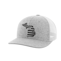 Thumbnail for Michigan United Hats Hat Greater Half Heather Grey/White Black Leatherette Michigan