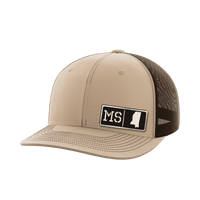 Thumbnail for Mississippi Homegrown Hats Hat Greater Half Khaki/Coffee Black Leatherette Mississippi