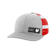 Thumbnail for Ohio Homegrown Hats Hat Greater Half Heather Grey/Flag Black Leatherette Ohio