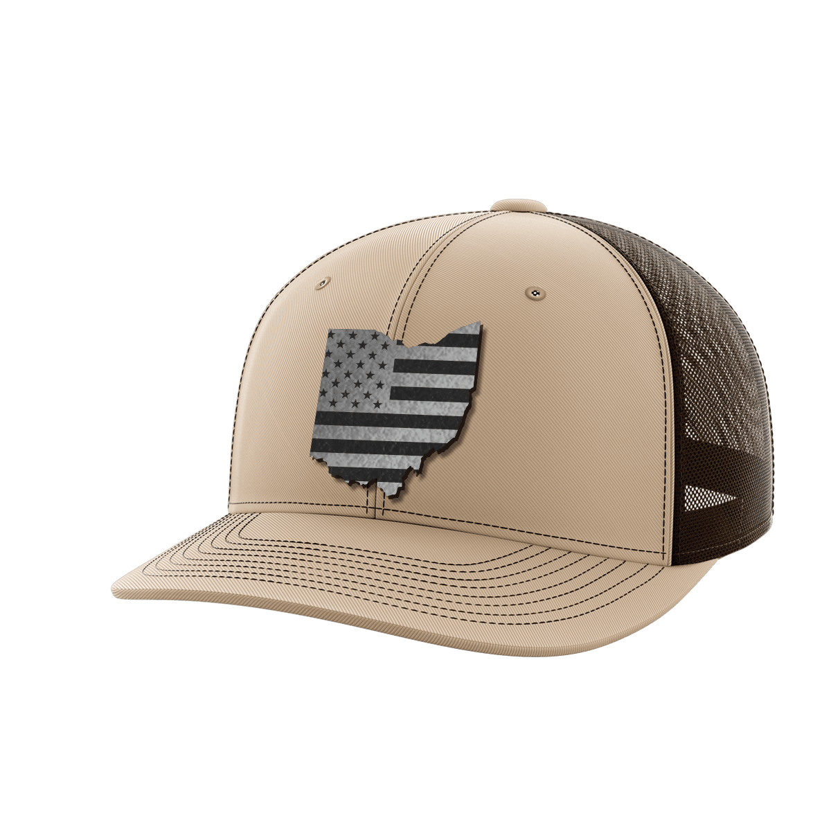 Ohio United Hats Hat Greater Half Khaki/Coffee Black Leatherette Ohio