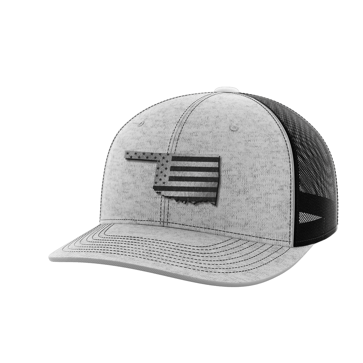Oklahoma United Hats Hat Greater Half Heather Grey/Black Black Leatherette Oklahoma
