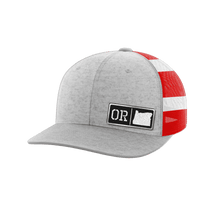 Thumbnail for Oregon Homegrown Hats Hat Greater Half Heather Grey/Flag Black Leatherette Oregon