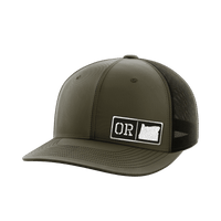 Thumbnail for Oregon Homegrown Hats Hat Greater Half OD Green/Black Black Leatherette Oregon