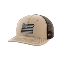 Thumbnail for Oregon United Hats Hat Greater Half Khaki/Coffee Black Leatherette Oregon