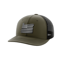 Thumbnail for Oregon United Hats Hat Greater Half OD Green/Black Black Leatherette Oregon