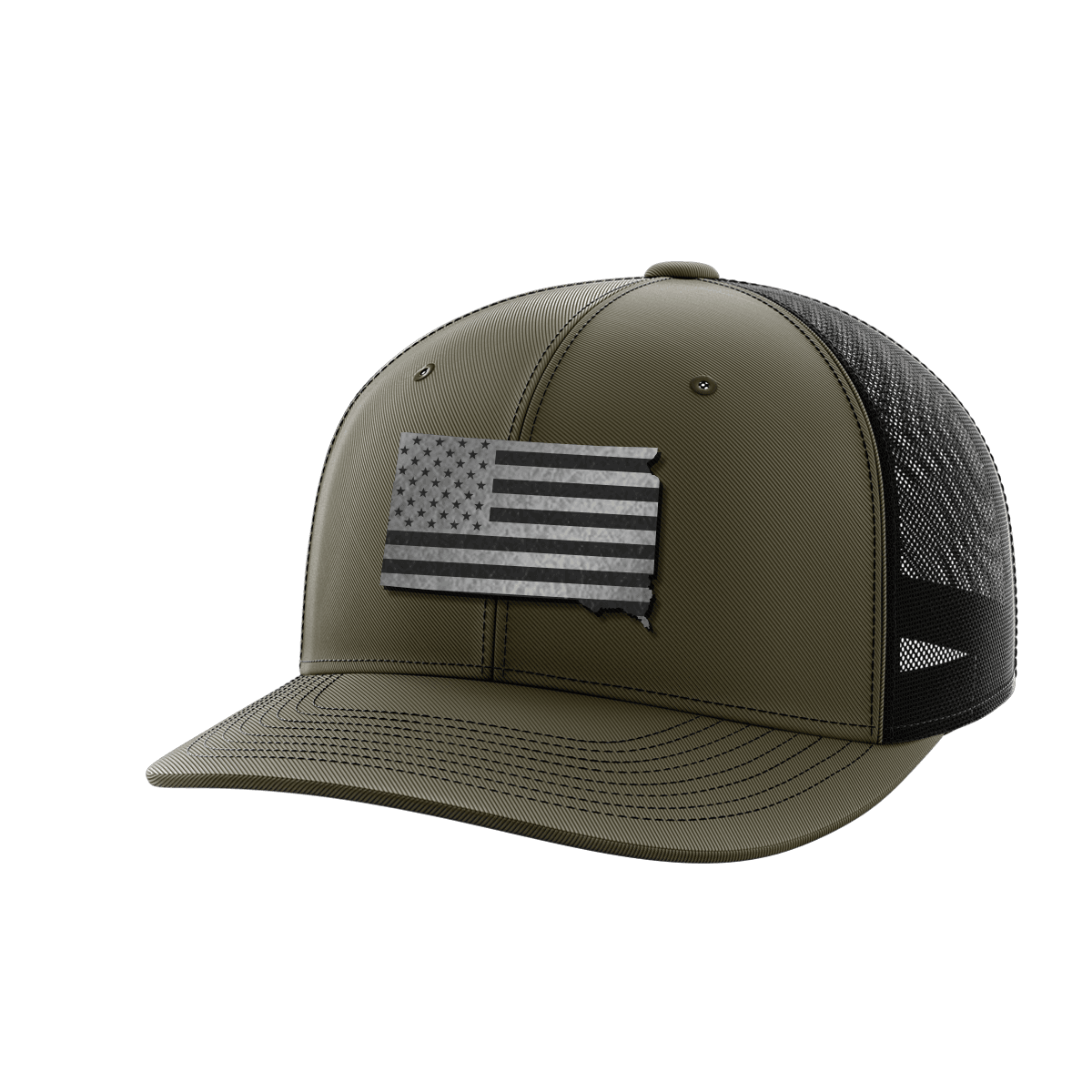 South Dakota United Hats Hat Greater Half OD Green/Black Black Leatherette South Dakota