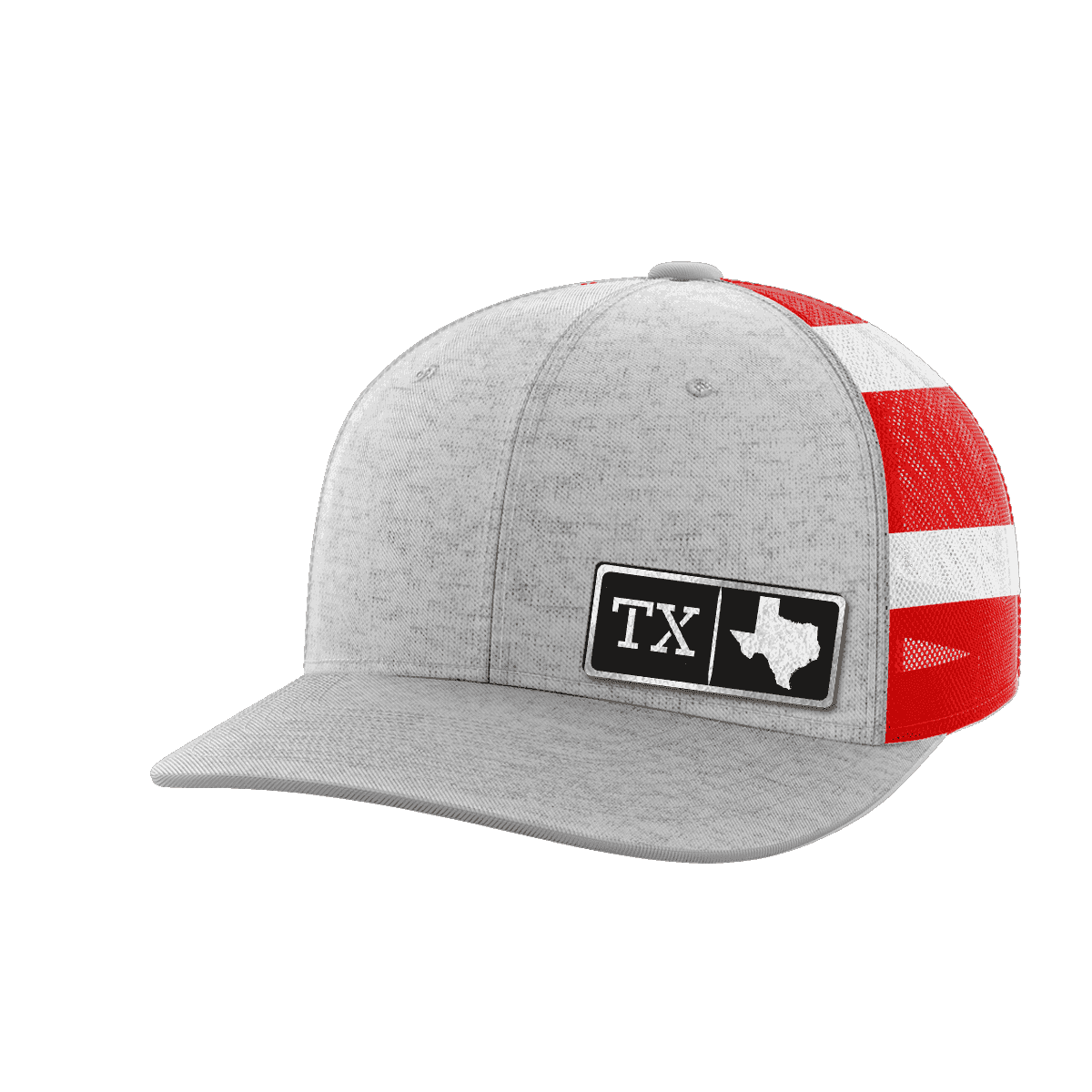 Texas Homegrown Hats Hat Greater Half Heather Grey/Flag Black Leatherette Texas