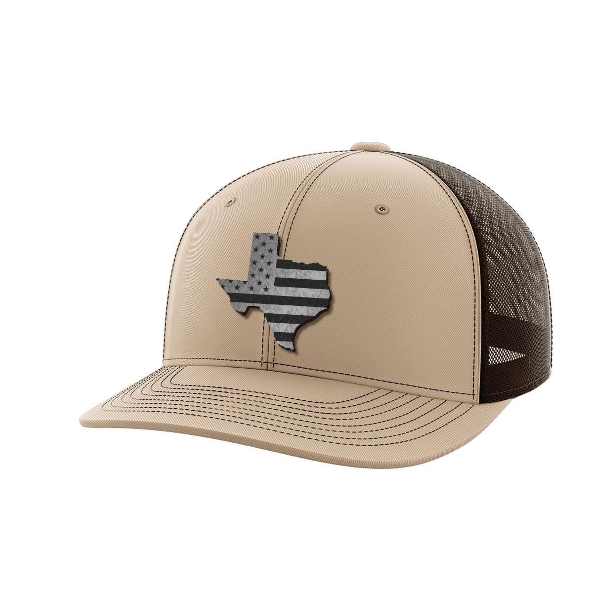 Texas United Hats Hat Greater Half Khaki/Coffee Black Leatherette Texas