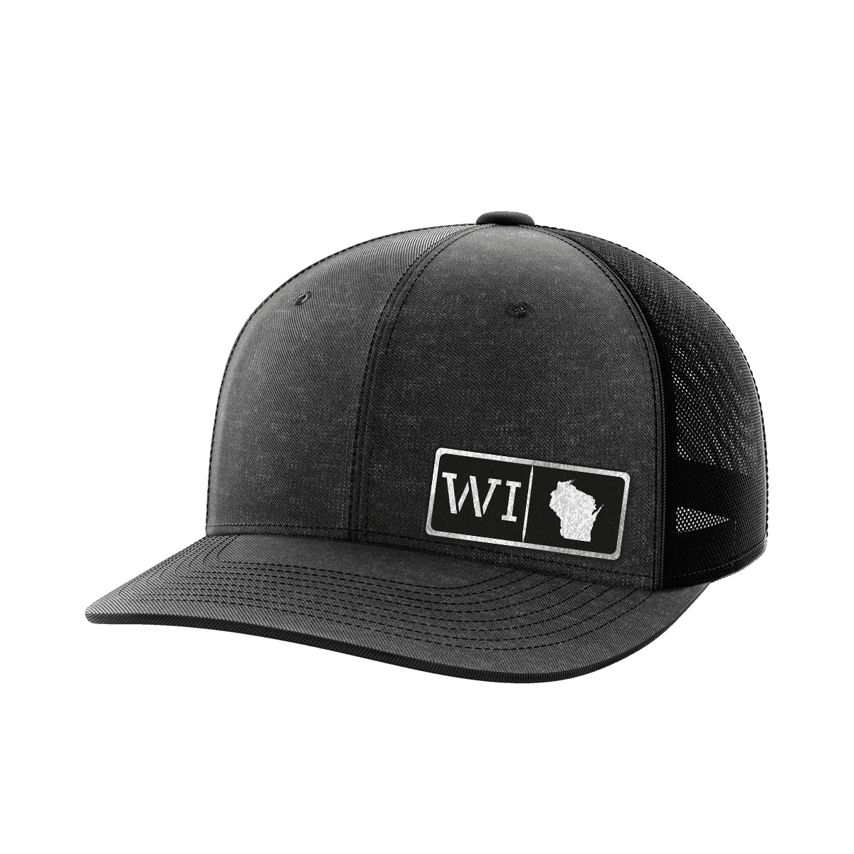 Wisconsin Homegrown Hats Hat Greater Half Heather Black/Black Black Leatherette Wisconsin