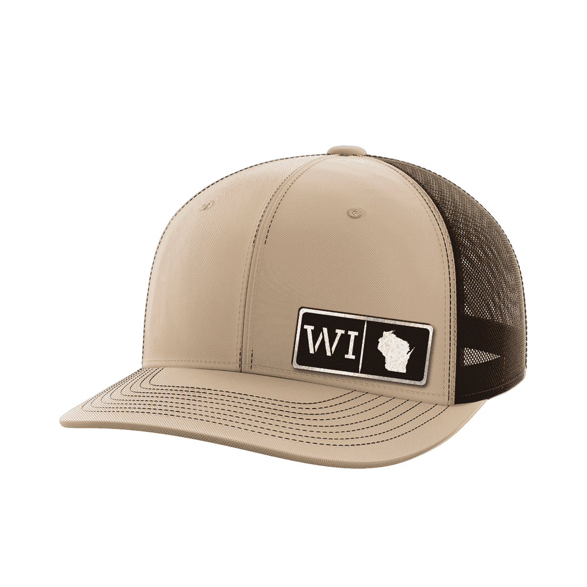 Wisconsin Homegrown Hats Hat Greater Half Khaki/Coffee Black Leatherette Wisconsin