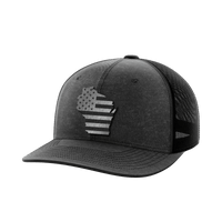 Thumbnail for Wisconsin United Hats Hat Greater Half Heather Black/Black Black Leatherette Wisconsin