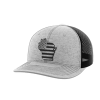 Thumbnail for Wisconsin United Hats Hat Greater Half Heather Grey/Black Black Leatherette Wisconsin