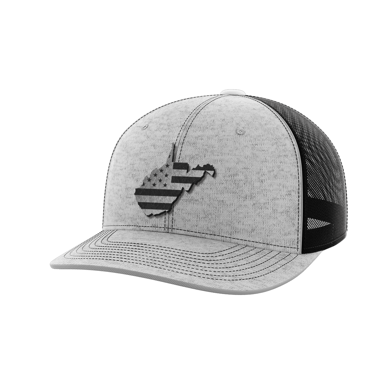 West Virginia United Hats Hat Greater Half Heather Grey/Black Black Leatherette West Virginia