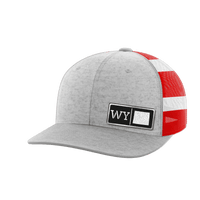 Thumbnail for Wyoming Homegrown Hats Hat Greater Half Heather Grey/Flag Black Leatherette Wyoming