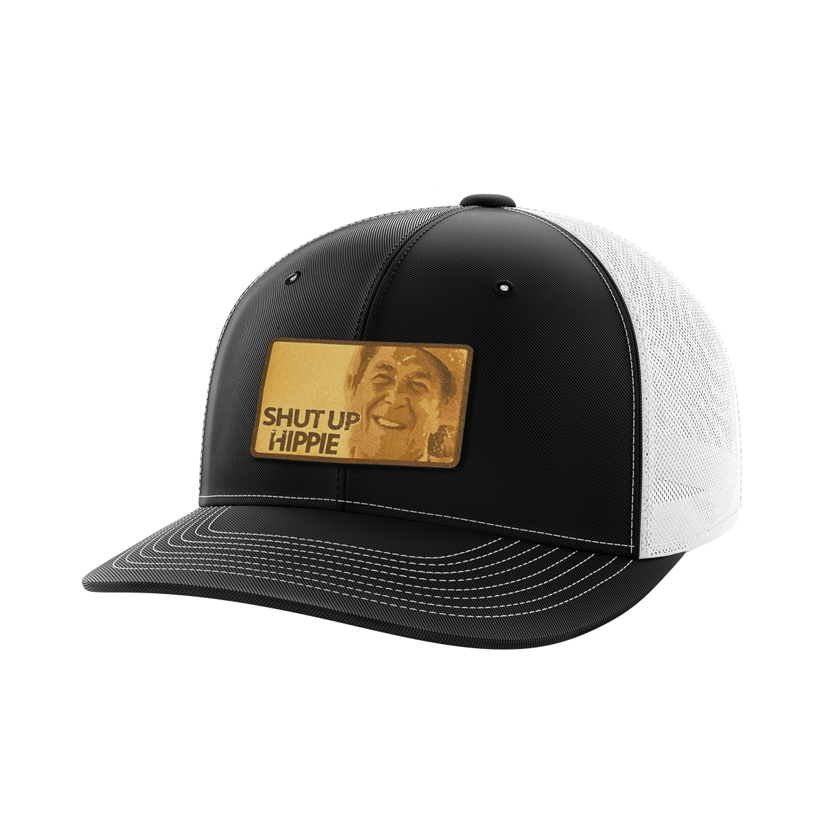 Shut Up Hippie Leather Patch Hat Hat Greater Half Black/White
