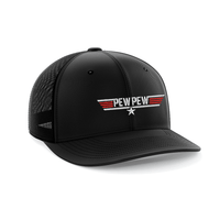 Thumbnail for Pew Pew Embroidered Trucker Hat Hat Greater Half Black/Black