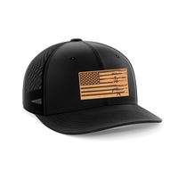 Thumbnail for Rifle Flag Patch Hat Hat Greater Half Heather Grey/Flag Genuine Leather