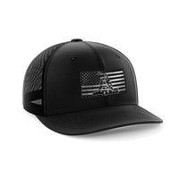Thumbnail for Don't Tread On Me/American Flag Patch Hat Hat Greater Half Heather Black/Black Genuine Leather