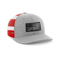 Thumbnail for Don't Tread On Me/American Flag Patch Hat Hat Greater Half Heather Grey/Flag Black Leatherette