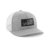 Thumbnail for Don't Tread On Me/American Flag Patch Hat Hat Greater Half Heather Grey/White Black Leatherette