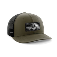 Thumbnail for Don't Tread On Me/American Flag Patch Hat Hat Greater Half OD Green/Black Black Leatherette