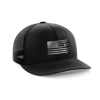 Thumbnail for Rifle Flag Patch Hat Hat Greater Half Heather Grey/Flag Black Leatherette