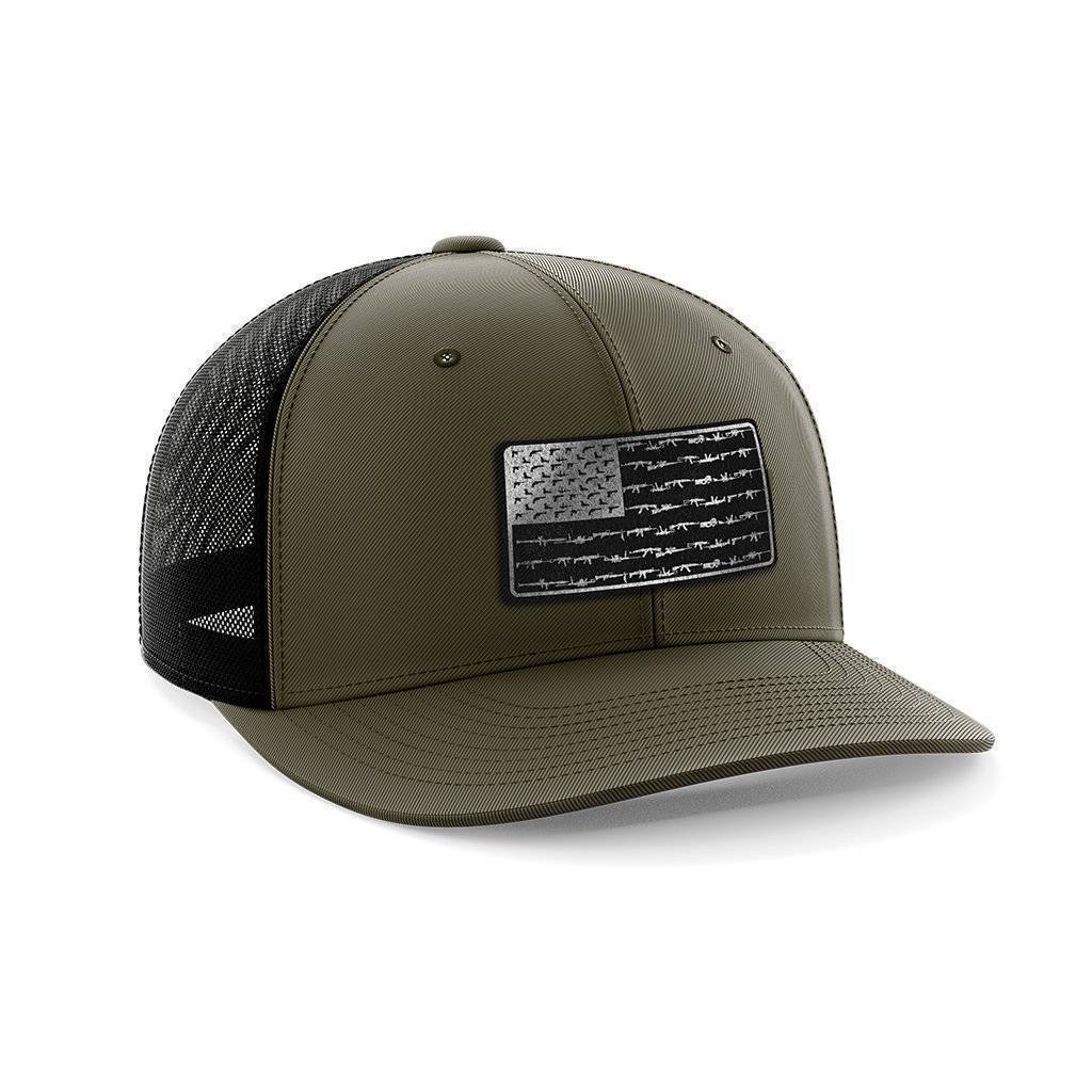 Amerigun Flag Patch Hat Hat Greater Half OD Green/Black Black Leatherette