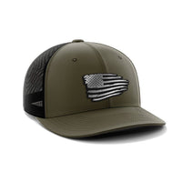 Thumbnail for Torn Flag Patch Hat Hat Greater Half OD Green/Black Black Leatherette