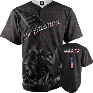 America #1 Black Camo Baseball Jersey Baseball Jersey Greater Half S