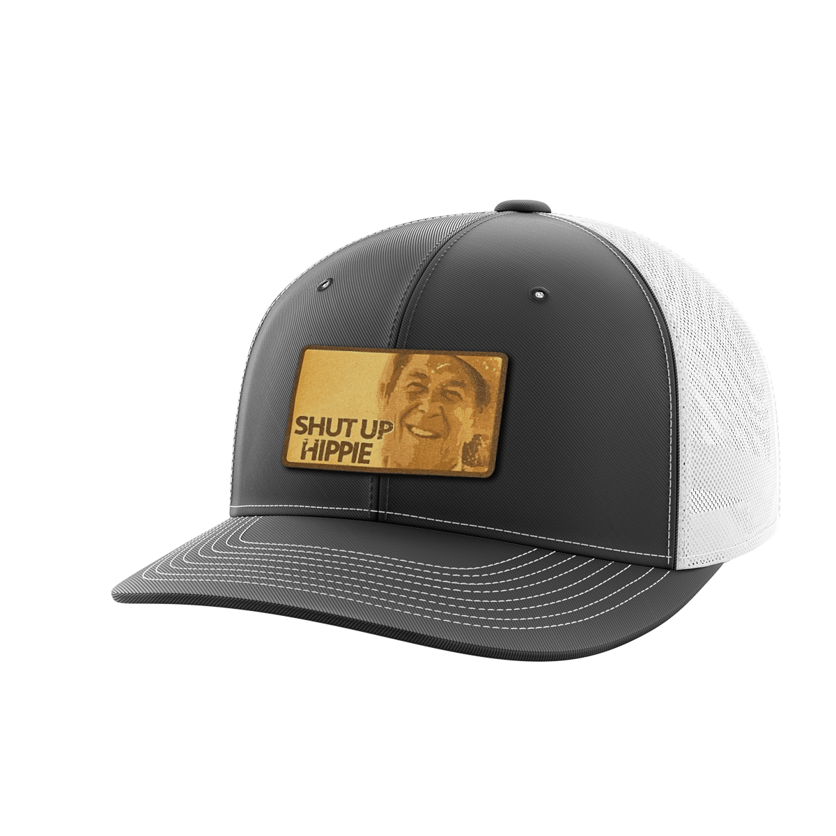 Shut Up Hippie Leather Patch Hat Hat Greater Half Charcoal/White