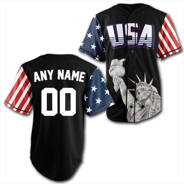 Custom Black USA Baseball Jersey Baseball Jersey Greater Half S Black