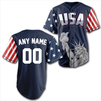 Thumbnail for Custom Blue USA Baseball Jersey Baseball Jersey Greater Half S Blue