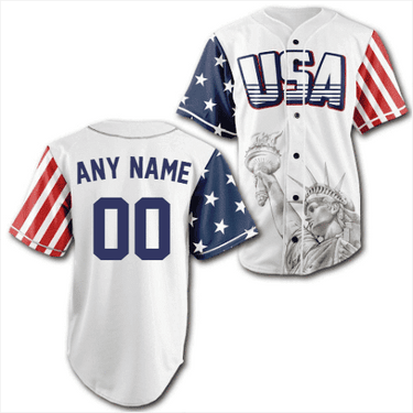 Custom White USA Baseball Jersey Baseball Jersey Greater Half S White