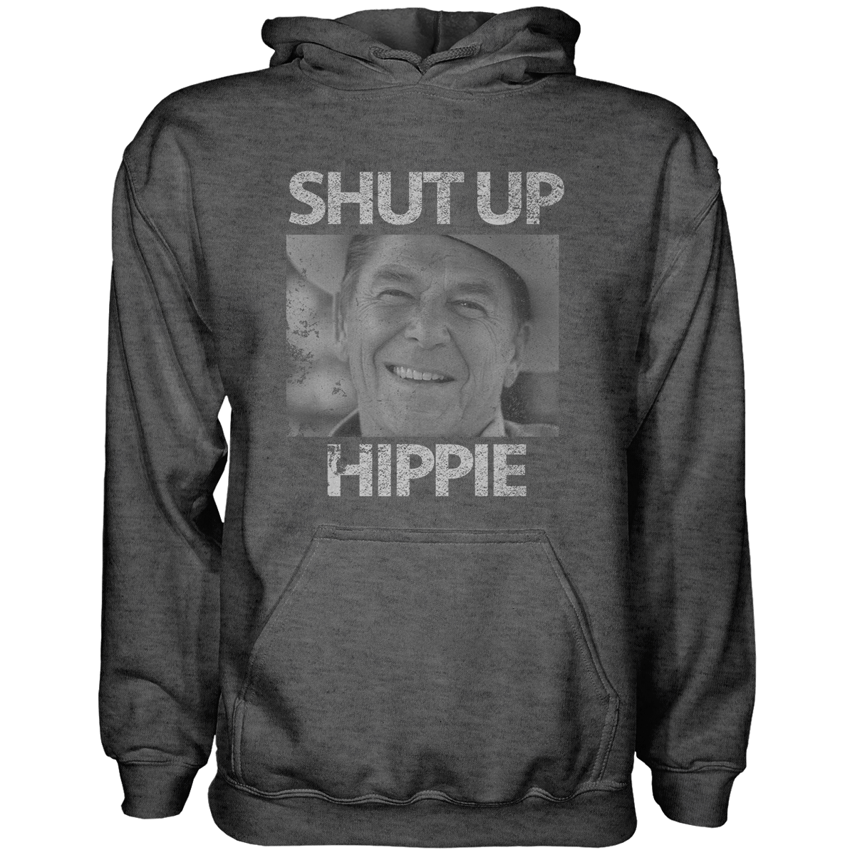 Shut Up Hippie Hoodie Graphic Fleece Hoodie Greater Half Heather Charcoal S
